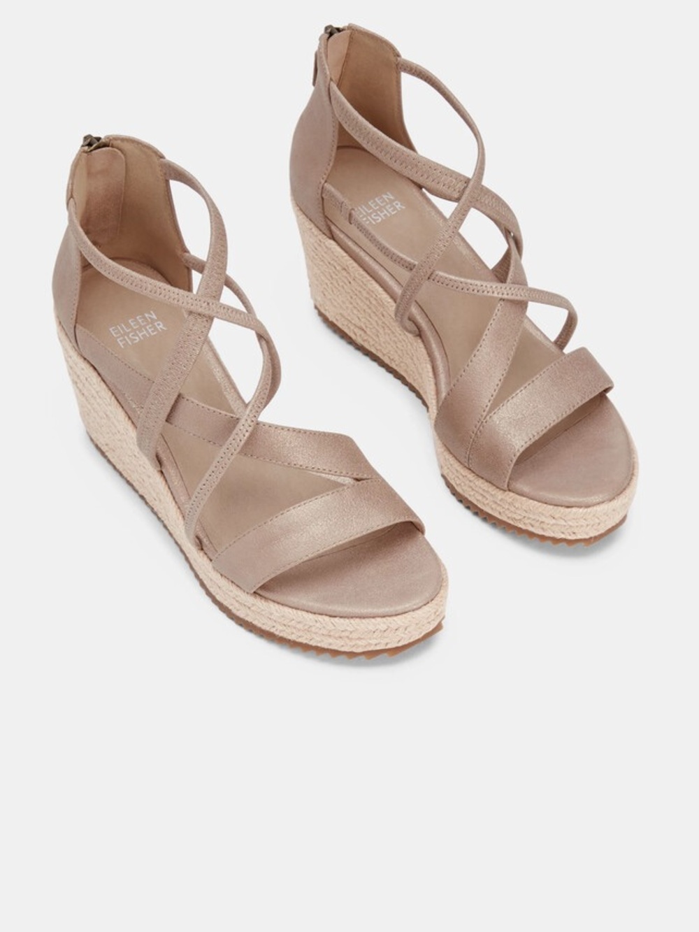 Eileen Fisher Wanda Tumbled Nubuck Espadrille Wedges Women’s Size 9